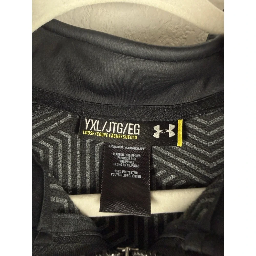Under Armour Storm Cold Gear Infrared YXL Hooded Fleece Jacket Zip Black Swacket